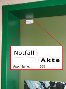 Notfall-Akte Aufkleber Tuer aussen